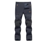 TACVASEN Skiing Trousers Mens Fleece Hiking Waterproof Trousers Warm Windproof Work Pants with Zip Pockets, Dark Grey,30