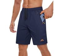 TACVASEN Sports Shorts Men Pocket Jogging Shorts Zip Pockets Tracksuit Bottoms Training Pants Jogger Comfortable Shorts Lounging Running Athletic Training Shorts Navy Blue