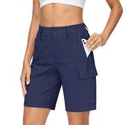 TACVASEN Summer Shorts for Women Lightweight Quick Dry Outdoor Stretch Walking Shorts with Zip Pockets Navy,M