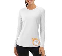 TACVASEN Thermal Tops Womens Long Sleeve Running Top Womens Activewear Shirts High Elasticity Slim Fit Base Layer White, S