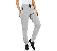 TACVASEN Tracksuit Bottoms Women Comfy Jogger Pants Cotton Yoga Pants with Zipper Pockets Pyjamas Bottoms Ladies Casual Jogging Pants Sports Gym Bottoms Grey