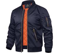 TACVASEN Warm Jacket Men Winter Outdoor Jacket Camping Hiking Jackets Cargo Fleece Jacket Bomber Windbreaker Coat Urban Jackets Ski Cold Jacket, Navy Blue, S