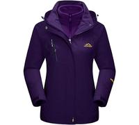 TACVASEN Waterproof Jacket Womens Sports Jacket Skiing Winter Fleece Full Zip Hoodies Warm Jacket Ladies Snow Cold Outdoor Jacket Cargo Ski Jacket Windproof Snowboard Mountain Parka Purple