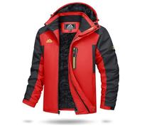 TACVASEN Waterproof Jackets Mens Mountain Fleece Jacket Outdoor Breathable Softshell Jacket Rain Coat Mens Snow Skate Ski Snowboard, Red, L