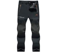 TACVASEN Winter Trousers Mens Waterproof Outdoor Trousers Fleece Hiking Windproof Warm Casual Trousers, 30, Thick - Black