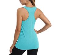 TACVASEN Women Gym Workout Tank Top Crew Neck Racerback Vest Lightweight Workout Running Sleeveless Shirts Light Green,M