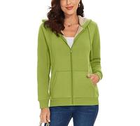 TACVASEN Womens Fluffy Zip Up Jackets Casual Fashion College Hoodies Outwear Warm Cosy Coats for Ladies Olive Green,S