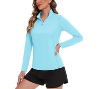 TACVASEN Women's Sport T-Shirts 1/4 Zip Long Sleeve Shirts Summer Quick Dry Tops Outdoor Hiking Shirts for Women UK (XS, Lake Blue)