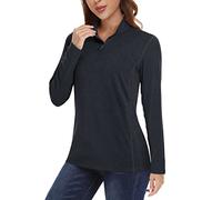 TACVASEN Women's Sun Protection Tops Breathable Running T-Shirt Performance Sports UV Shirts Long Sleeve Tee Shirts Black