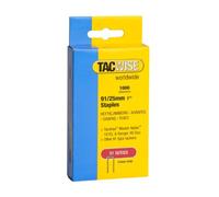 Tacwise 0285 Type 91 / 25 mm Galvanised Narrow Crown Staples, Pack of 1,000
