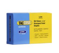 Tacwise 0312 Type 90 / 18 mm Galvanised Narrow Crown Staples, Divergent Point, Pack of 5000