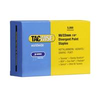 Tacwise 0313 Type 90 / 22 mm Galvanised Narrow Crown Staples, Divergent Point, Pack of 5000