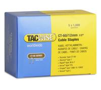 Tacwise 0355 Type CT-60 / 12 mm Galvanised Steel Cable Staples, Divergent Point, Pack of 5000