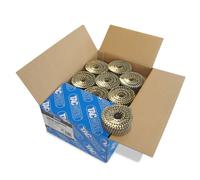Tacwise 0423 Galvanised Flat Top Coil Nails Type 2.5 x 50 mm, Diamond Point, Ring Shank, 16° Inclined, Wire Collated, Pack of 9000
