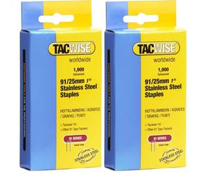 Tacwise 1071 Type 91/25 mm Stainless Steel Narrow Crown Staples, Pack of 2,000