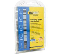 Tacwise 1628 Type 53 Staples in Various Sizes & Type 180 (18G)/10 mm Nails Selection Pack, Galvanised, Pack of 6200 Staples & 4000 Nails