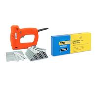 Tacwise 1703 140EL Pro Electric Staple/Brad Nail Gun Kit with 5,000 Staples & 1724 Type 18G / 14 mm Galvanised Brad Nails, Pack of 5000, Silver