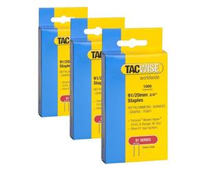Tacwise 284 Type 91/20mm Staples for Staple Gun (1000) 20 mm 0284 (Pack of 3)