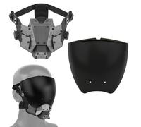 TACWJDM Cyberpunk Half/Full Face Mask - High-Strength PC Lens & Washable Silicone For Sci-Fi Cosplay, Gothic Parties