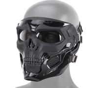 TACWJDM Tactical Skull Face Mask With Clear Goggles - Breathable Windproof Full Coverage For Airsoft, Motorcycle, Halloween Compatible Helmets/Balaclavas(Black)