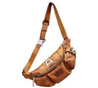 TACWJDM Vintage Genuine Leather Fanny Pack Waist Bag for Men Women First-Layer Cowhide Bag Hip Bum Bag Sling Bag Crossbody Chest Bags Multiple Pockets Waist Pack(Brown1)