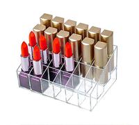TACYKIBD 24 Slots Lipstick Organiser, Acrylic Clear Makeup Storage Box Cosmetic Display Stand Rack, Lipstick Holder for Brush Nail polish Nail Varnish Perfume (24 Slots)