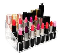 TACYKIBD 40 Slots Lipstick Organiser, Acrylic Clear Makeup Storage Box Cosmetic Display Stand Rack, Lipstick Holder for Brush Nail polish Nail Varnish Perfume (40 Slots)