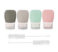 TACYKIBD 4Pcs Squeeze Salad Dressing Bottles, Mini Portable Silicone Sauce Bottle, Food Storage Condiment Bottles with 2Pcs Cleaning Brush for Ketchup Dressing (1.3OZ, 38ML)