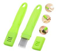 TACYKIBD Spring Onion Slicer, Green Onion Knife with Lid and 7 Stainless Steel Blades, Onion Chopper Vegetable Cutter for Green Onion Cucumber Kiwi Potato, Multi-Functional Kitchen Gadgets