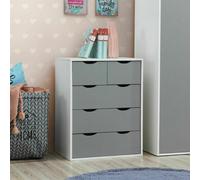 TAD | Alton White & Grey 5 Drawer Chest Of Drawers Bedroom Furniture Storage