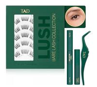 TAD Beauty Lush Bare Lash Collection - 3D Printed DIY Lash Clusters - Underlash Eyelash Extensions - Wispy Anime Lashes - Three Piece Per Eye Stripment System with Seamless Lightweight Comfort Fit