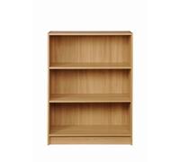 TAD | Essentials 3 Tier Oak Color Low Wide Bookcase Shelving Unit