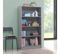 TAD | Essentials 4 Tier Light Grey Tall Bookcase Shelving Unit W.80cm H.150cm