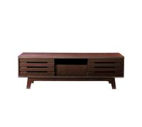 TAD | Essentials Dark Oak TV Unit with Slatted Sliding Doors Living Room Cabinet