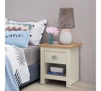 TAD | Lisbon Cream & Oak 1 Drawer Bedroom Bedside Lamp Table Nightstand