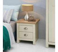 TAD | Lisbon Cream & Oak 2 Drawer Bedroom Bedside Lamp Table Cabinet Nighstand