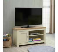 TAD | Lisbon Cream & Oak 99cm Small TV Unit Cabinet Stand Media 1 Door 2 Shelves