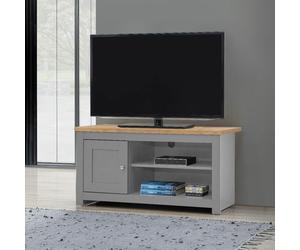 TAD | Lisbon Grey & Oak 1 Door 2 Shelves 99cm Small TV Unit Cabinet Stand Media