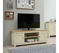 TAD | Lisbon Large Cream Oak 130cm TV Unit Cabinet Stand Media 2 Door 2 Shelf
