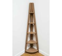 TAD | Riva Scandinavian Brown 5 Tier Corner Ladder Bookcase Shelving Unit