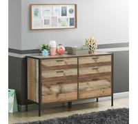 TAD | Stretton Industrial Rustic Oak 6 Drawer Chest of Drawers Storage