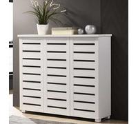 Timber Art Design 5 Tier Shoe Storage Cabinet 3 Door Cupboard Stand Rack Unit White