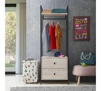 TAD | Zahra Ash Oak 2 Drawers Double Open Wardrobe Bedroom Furniture Storage
