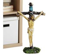 TADAYIM Catholic Crucifix Statue | 7.2 Inches Religious Collectible,Resin Tabletop Decor for Church Apartment Entryway Bookshelf Living Room Kitchen
