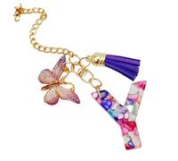 TADAYIM Letter Cup Chains - Letter Cup Decoration With Butterfly And Tassel,Cute Trendy Modern Mug Initial Keychain, Water Bottle Jewelry For Outdoor Shopping Backpack Decor