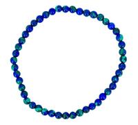 Taddart Minerals - Blue Green Natural Gemstone Azurite and Malachite Bracelet with 4mm Balls on Elastic Nylon Thread - Handmade, Azurite