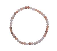 Taddart Minerals Brown Beige Natural Gemstone Moonstone Bracelet with 4mm Balls on Elastic Nylon Thread - Handmade, 18 centimeters, Nylon, Moonstone