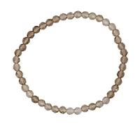 Taddart Minerals Brown Clear Natural Gemstone Smoky Quartz Bracelet with 4mm Faceted Beads on Elastic Nylon Thread - Handmade, 18 centimeters, Rubber