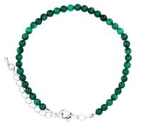 Taddart Minerals - Green Malachite Natural Gemstone Anklet with 4mm Balls and Extension - Handmade