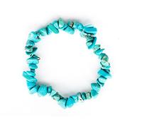 Taddart Minerals Turquoise coloured splinter bracelet made from natural gemstone magnesite strung on elastic nylon thread - handmade, 18 centimeters, Rubber, Magnesite
